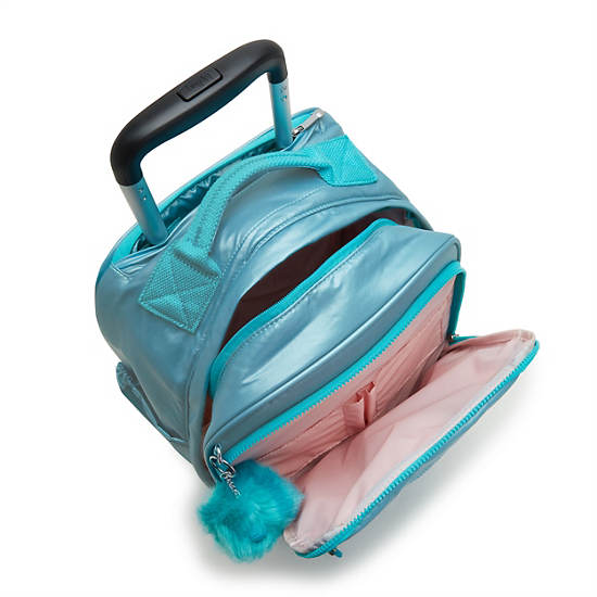 Kipling Gaze Large Metallic Rolling Backpacks Natural Aqua Metallic | AU 1530WN